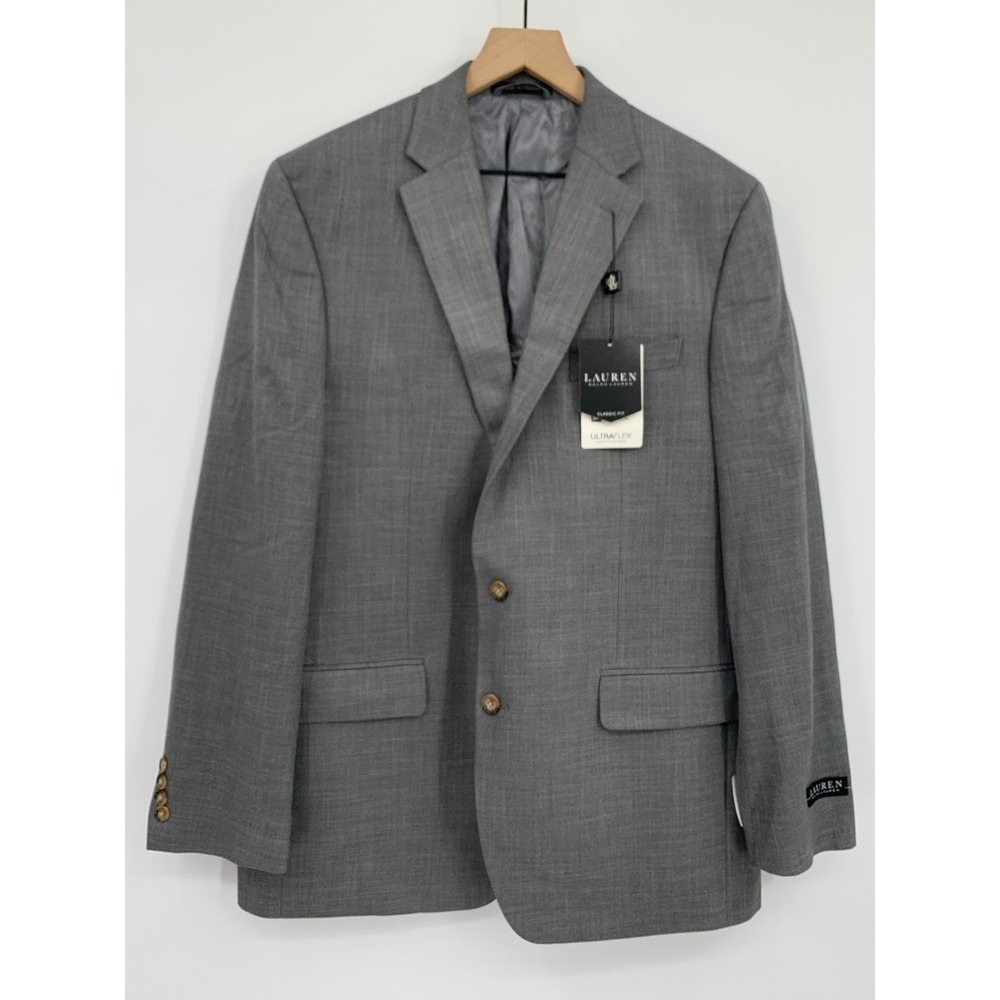 Ralph Lauren Blazer Mens 44L Grey Ultraflex Classic Fit Lexington Sport Coat NEW